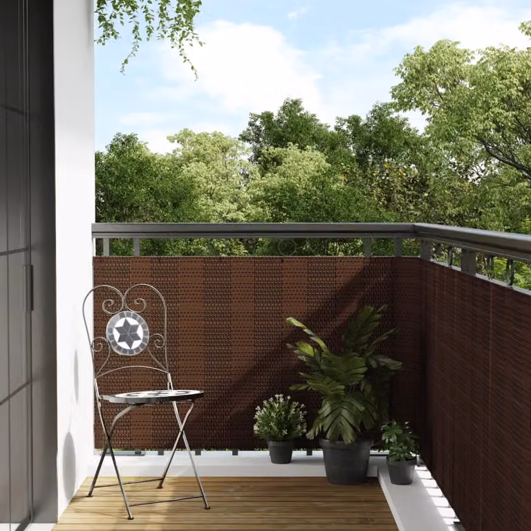 Paravento da balcone vidaXL in polyrattan marrone e nero L: 1000 cm, H: 100 cm