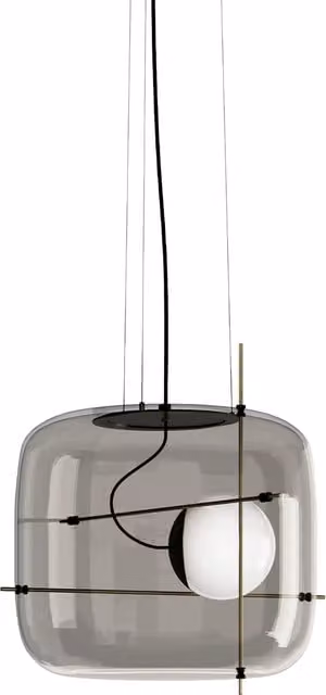 Lampada a sospensione Vistosi Plot in vetro e metallo, dimmabile, disponibile in nero, oro/ottone e trasparente