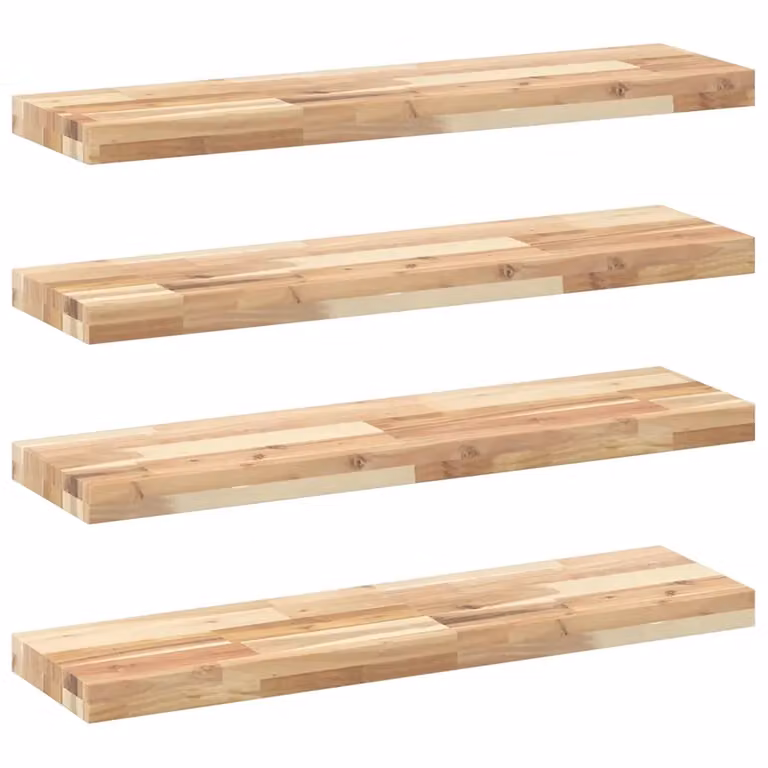 Set di 4 mensole da parete VIDAXL in legno di acacia non trattato, colore marrone, stile rustico