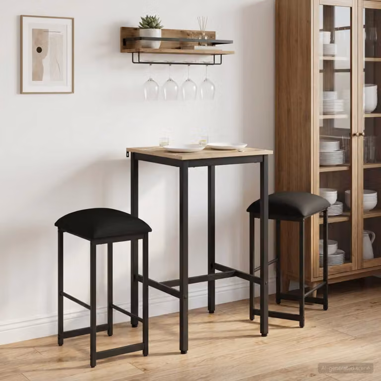 Set di 2 sgabelli da bar moderni vidaXL in nero con struttura in metallo e seduta in similpelle