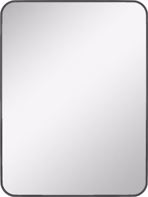 Specchio da bagno moderno HOMCOM con cornice in metallo e gancio, Nero, L: 60 cm, P: 2,5 cm, H: 80 cm
