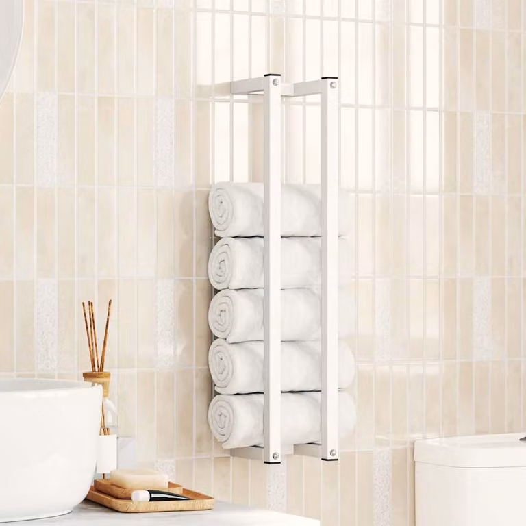 Portasciugamani vidaXL in acciaio bianco da appendere al muro L/P/H: 12,5 x 12,5 x 60 cm
