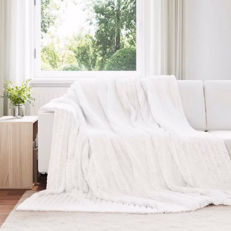 Set di 6 coperte in pile vidaXL bianche L 270 cm x P 240 cm