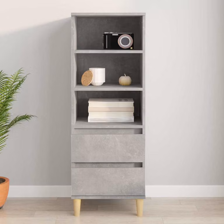 Credenza vidaXL in legno multistrato e MDF, colore grigio cemento, L 40 cm x P 36 cm x H 110 cm