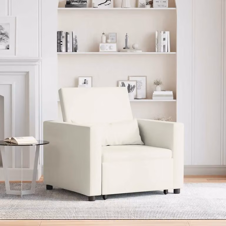 vidaXL Divano letto singolo estraibile in velluto beige con ruote e struttura in metallo