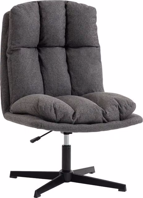 Poltrona d'accento girevole HOMCOM in tessuto effetto lino con gambe in metallo, Grigio scuro