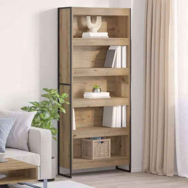 Armadio per Libri Industrial vidaXL in MDF e Metallo, Marrone Opaco, L 80 x P 30 x H 189,5 cm