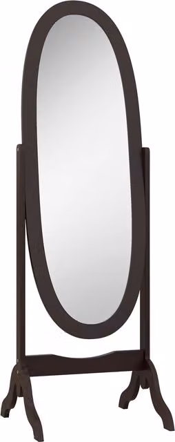 Specchio da terra ovale HOMCOM in stile shabby chic marrone con inclinazione regolabile, L: 46 cm, P: 48 cm, H: 147 cm