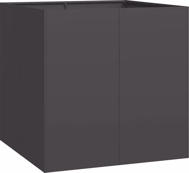Fioriera cubica moderna HELLOSHOP26 in acciaio nero per esterni con fondo aperto L/P/H: 80 x 80 x 80 cm