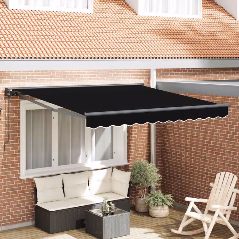Tenda da sole semi-cassonabile vidaXL in alluminio e poliestere, colore nero, L: 350 cm