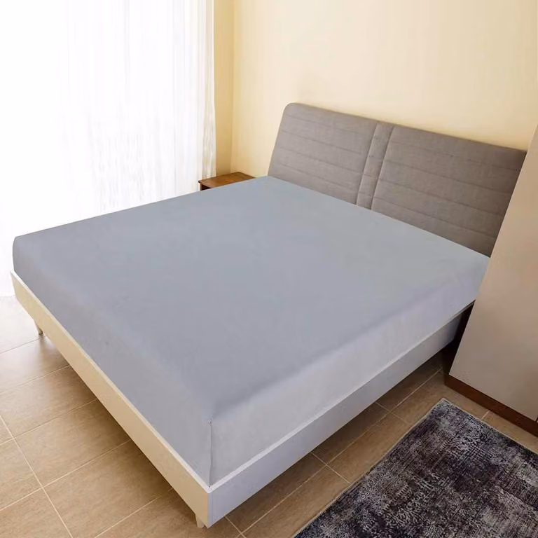 Lenzuolo con angoli in jersey di cotone traspirante vidaXL Grigio L 140 cm x P 200 cm