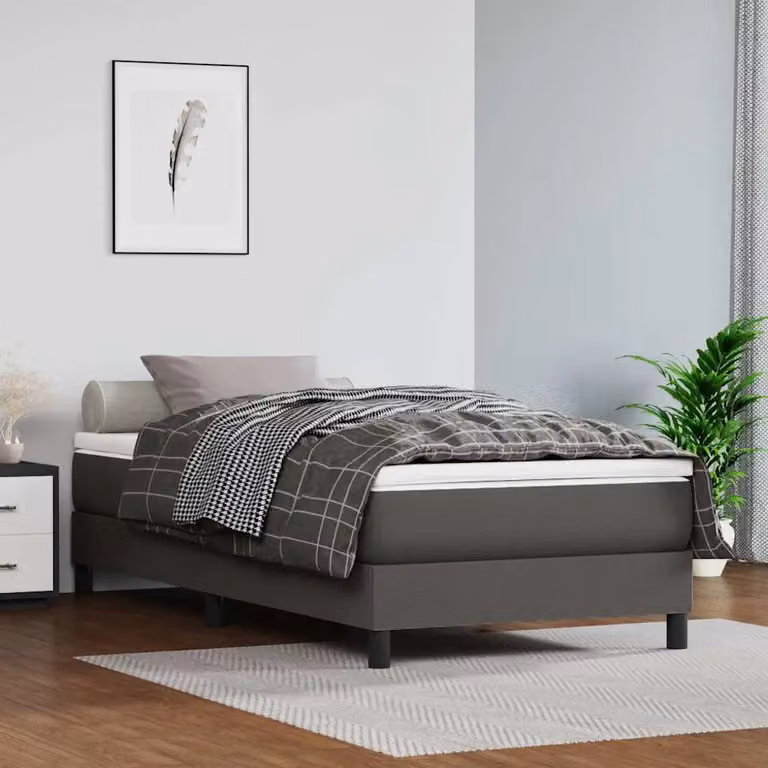 vidaXL Materasso a Molle Insacchettate in Similpelle Grigio e Bianco, L 100 cm x P 200 cm x H 20 cm