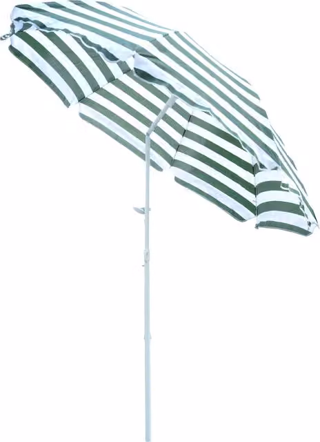 Ombrellone da spiaggia rotondo e inclinabile Outsunny in metallo e poliestere, Verde e Bianco, Ø 180 cm, H 200 cm