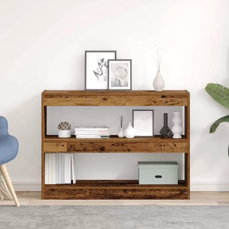 Libreria vidaXL a 2 livelli in legno marrone con pannello posteriore L 100 cm x P 30 cm x H 72 cm