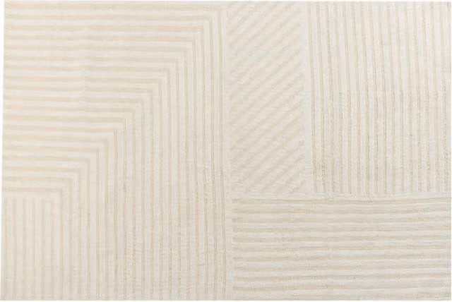 Tappeto Beliani moderno in lana e poliestere con motivo a righe beige per soggiorno e camera da letto L: 300 cm, P: 200 cm