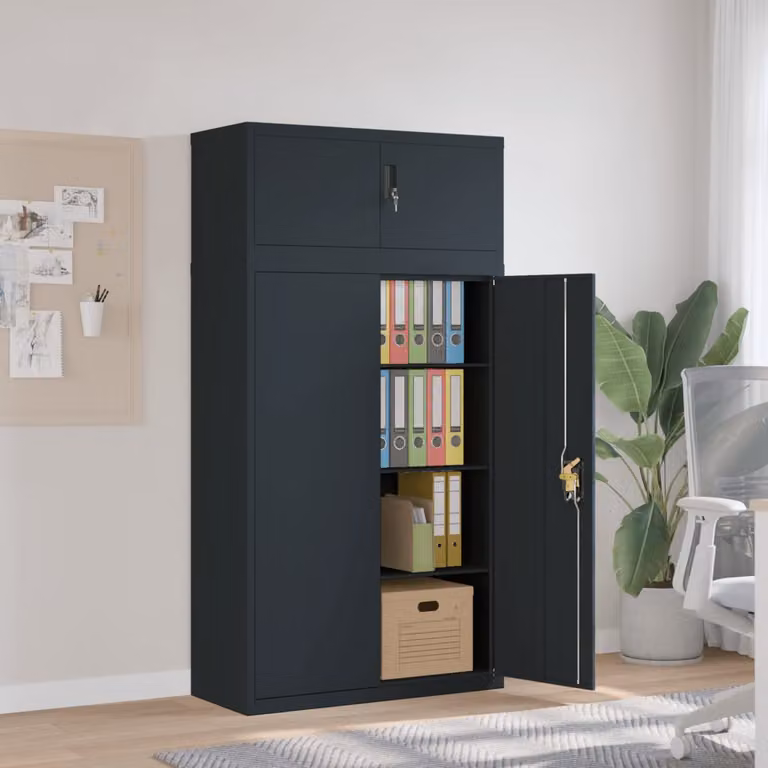 Armadio Classificatore vidaXL in Acciaio Antracite con Ripiani Regolabili e Serratura L/P/H: 90 x 40 x 180 cm