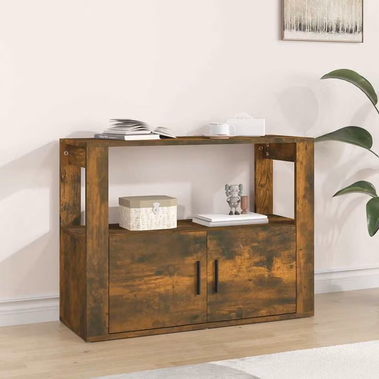 Credenza vidaXL in legno multistrato Rovere Fumo, L 80 cm x P 30 cm x H 60 cm