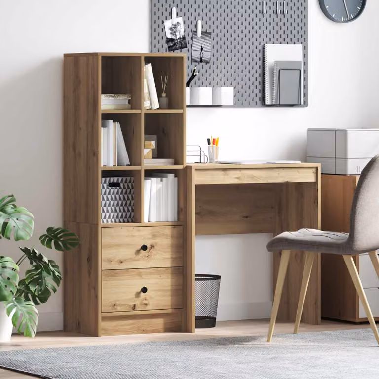 Set di 2 Scrivanie e Scaffali Moderni vidaXL in Legno Marrone L: 115,5 cm, P: 40 cm, H: 127 cm