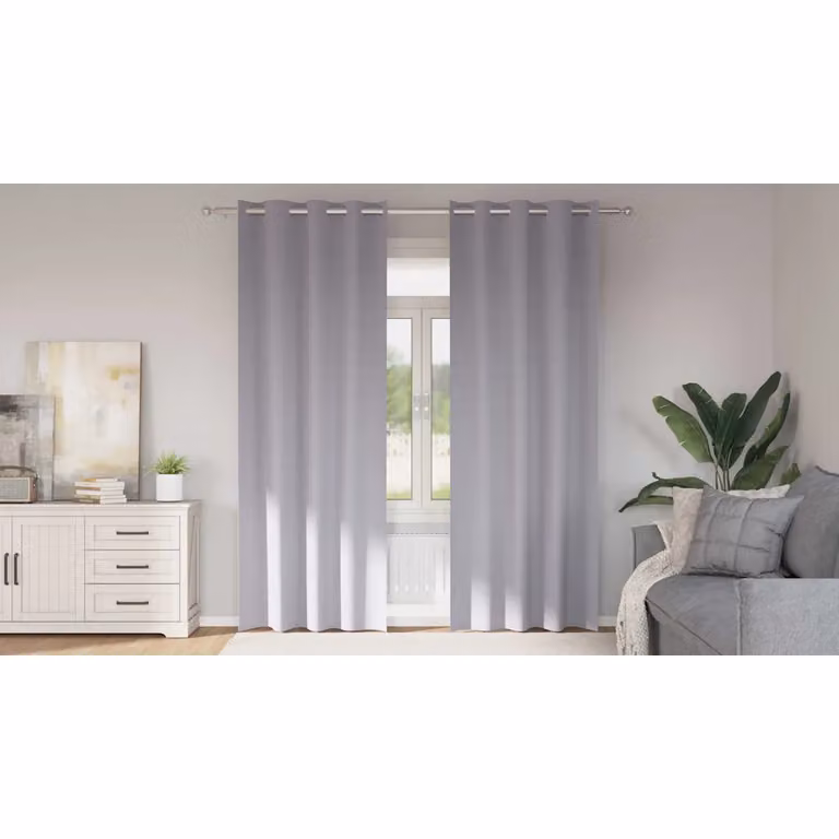 Set di 2 tende blackout vidaXL con anelli in poliestere, colore grigio, H 260 x L 140 cm