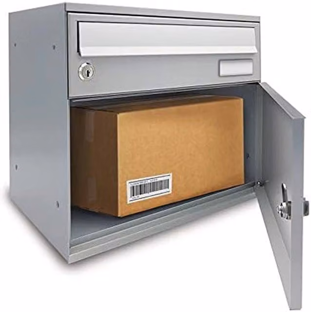Cassetta Postale da Esterno ALUBOX EASYBOX con Vano Portapacchi e Serratura in Lamiera Zincata e Alluminio, Colore Argento, L 33 cm x P 40 cm x H 27 cm