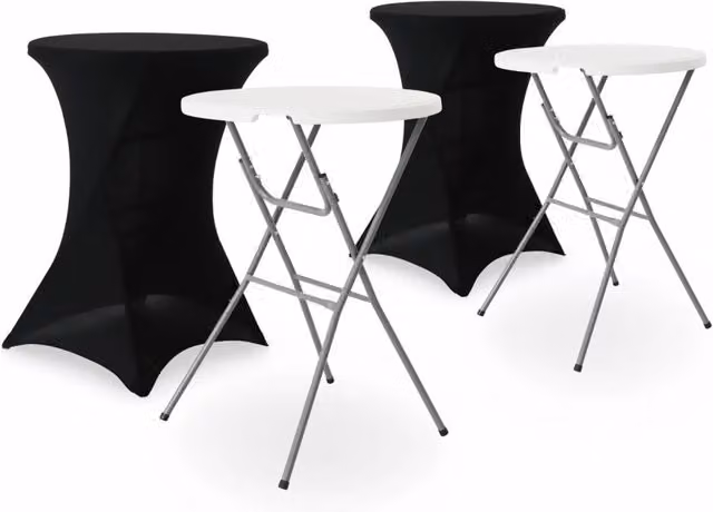 Set di 2 tavoli pieghevoli rotondi Sweeek con copertura protettiva, nero