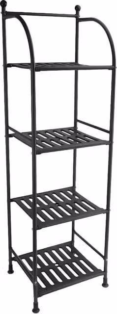 Scaffale Portaoggetti da Bagno Feridras a 4 Piani in Metallo Nero Opaco L: 33,5 cm, H: 116 cm, P: 27,5 cm