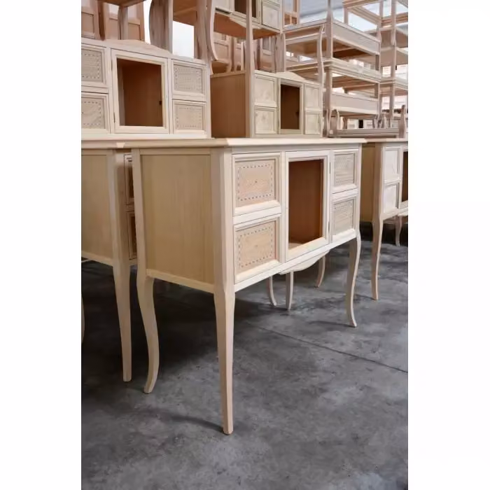 Consolle classica Mobili 2G in legno grezzo marrone con 4 cassetti e 1 porta L: 98 cm, P: 40 cm, H: 85 cm