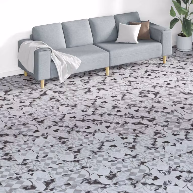Tavole per pavimenti vidaXL in PVC grigio, 18 pezzi, copertura 5,26 m²