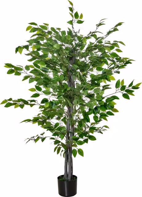 Pianta di Ficus Artificiale HOMCOM Verde con Vaso, Pianta Finta Realistica per Interno ed Esterno, Altezza: 135 cm