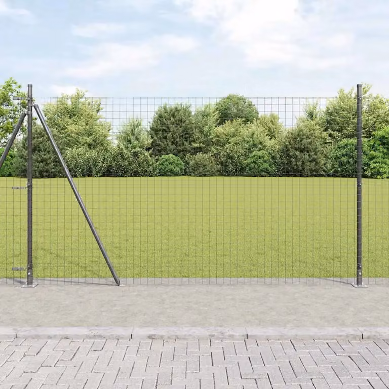 Set di 26 pali per recinzione rotondi vidaXL con base in cemento, Grigio, H: 170 cm, L/P: 3,2 x 3,2 cm