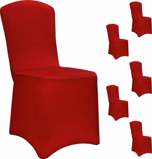 Set di 6 coprisedia rossi in tessuto elasticizzato antiscivolo certificato OEKO-TEX®