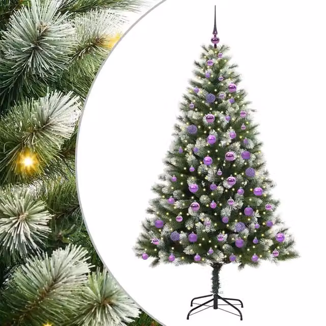Albero di Natale artificiale con effetto neve fioccata verde e bianco di DESIGN IN, H: 180 cm, L: 102 cm, P: 102 cm