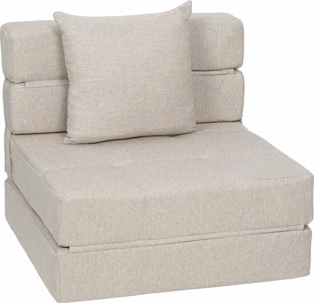 Poltrona-letto HOMCOM convertibile in tessuto con cuscino sfoderabile, colore beige, L: 70 cm, P: 70 cm, H: 61 cm