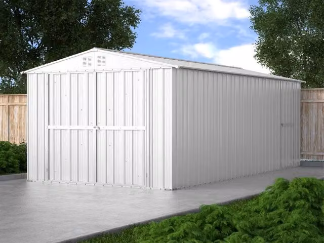 Box in lamiera per garage e auto NOTEK in acciaio zincato, Bianco e Grigio, L: 611 cm, P: 327 cm, H: 237 cm