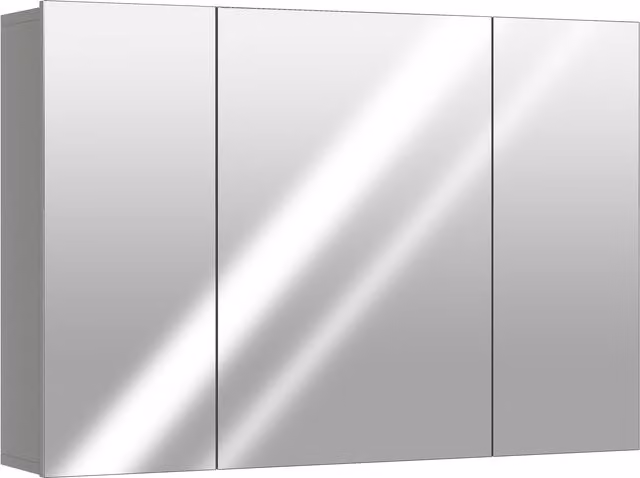 Armadio da parete per bagno Kleankin con 3 ante specchio e ripiani regolabili in MDF Grigio L: 90 cm, P: 15 cm, H: 60 cm