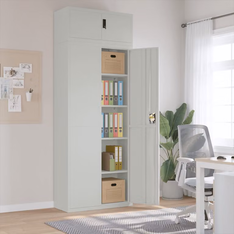 Armadio Classificatore vidaXL in Metallo Grigio Opaco con Ante a Battente e Serratura L/P/H: 90 x 40 x 240 cm