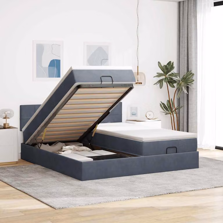 Struttura Letto con Contenitore a Sollevamento vidaXL in Velluto con Materasso L: 180 cm, P: 200 cm, H: 88 cm