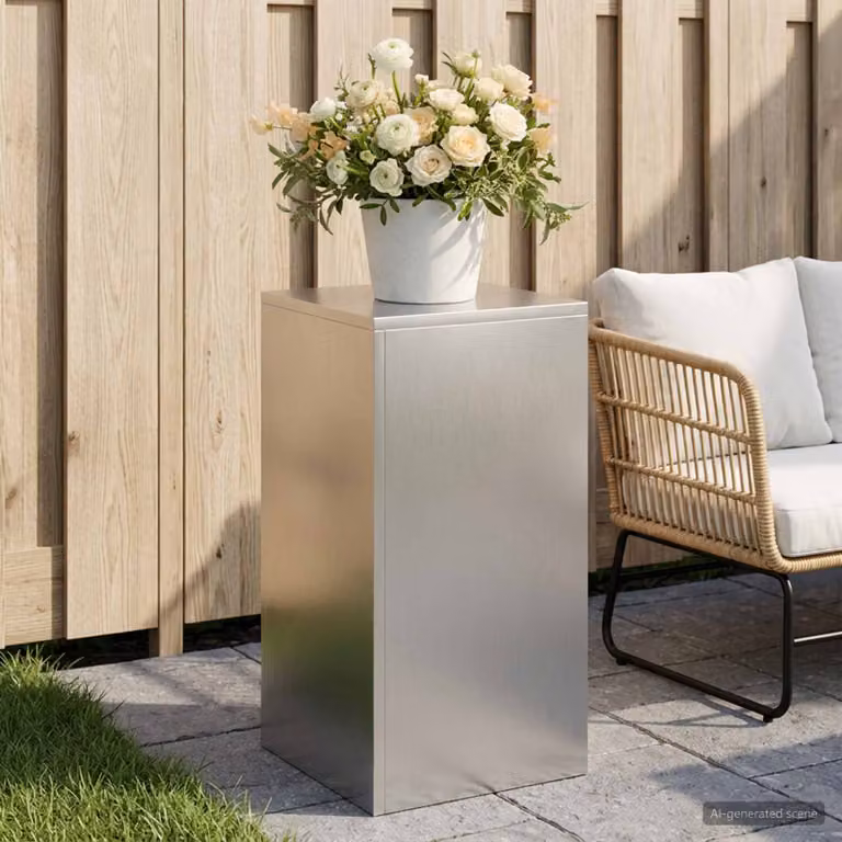 vidaXL Supporto per piante in metallo argento per giardino e balcone L/P/H: 30 x 30 x 60 cm