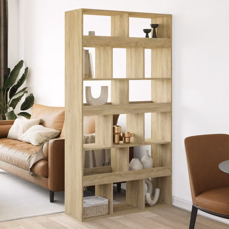 Libreria vidaXL Rovere Sonoma in MDF marrone per soggiorno o ufficio, L: 100 cm, P: 33 cm, H: 187,5 cm