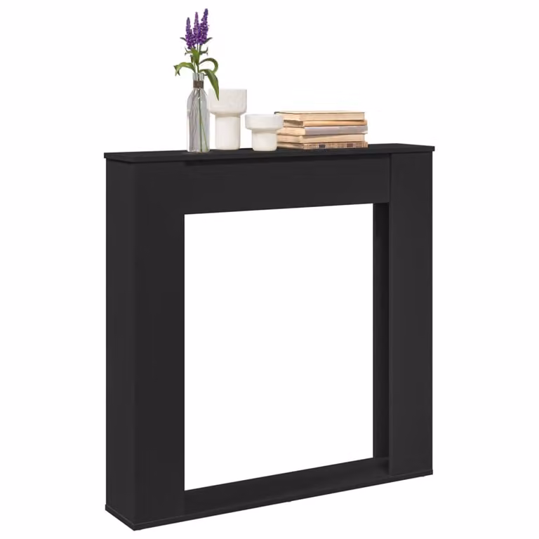Cornice per Camino Moderna vidaXL in Truciolato, Colore Nero, H 100 cm x L 100 cm x P 20 cm