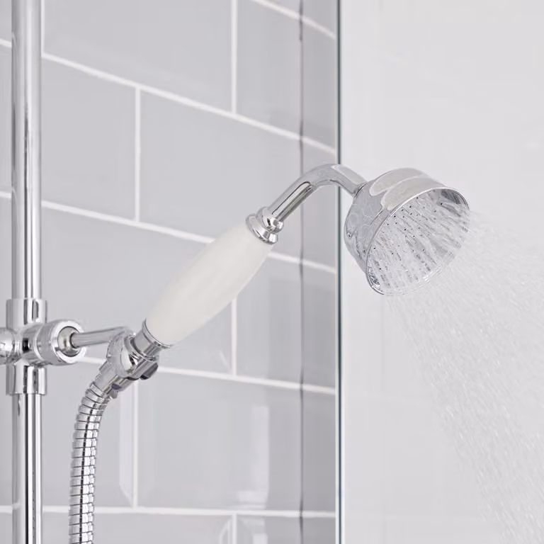 Sistema Termostatico HudsonReed per Doccia e Vasca con Erogatore, Asta Saliscendi e Doccetta, Colore Cromo e Bianco