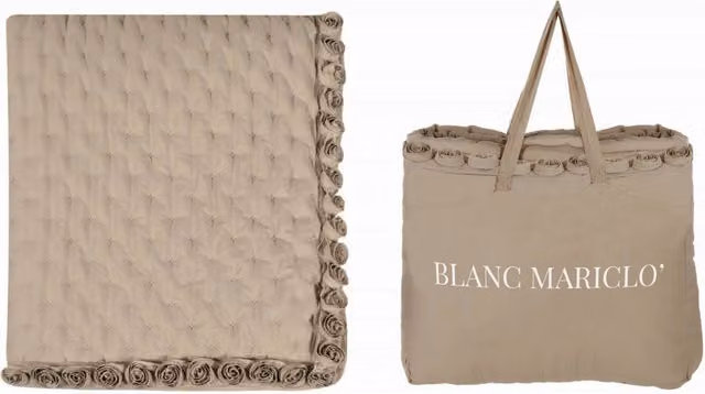 Trapunta Matrimoniale Leggera Blanc Mariclò in Stile Shabby Chic con Motivo Floreale Beige e Rosa