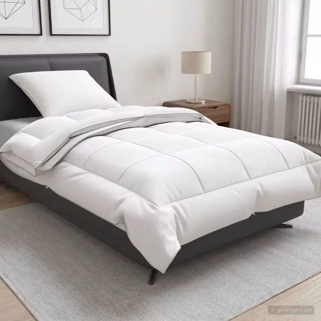 Set di piumone e cuscini 2 pz vidaXL bianco 4 stagioni L: 152 cm, P: 203 cm