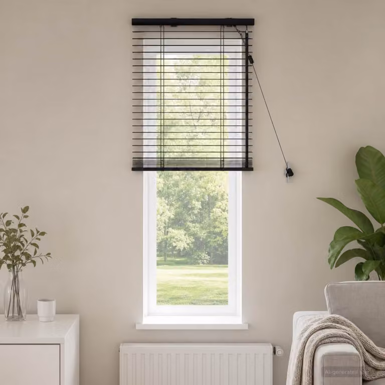 vidaXL Tenda Veneziana Semi-trasparente Marrone Scuro L: 65 cm, H: 130 cm, Larghezza delle lamelle: 35 mm
