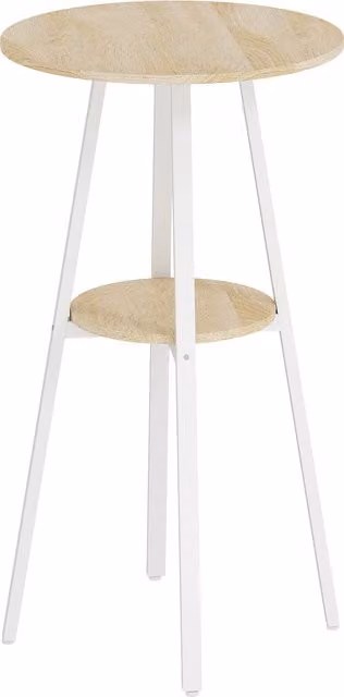 Tavolo alto rotondo HOMCOM con mensola, design moderno per cucina o sala da pranzo, bicolore naturale e bianco