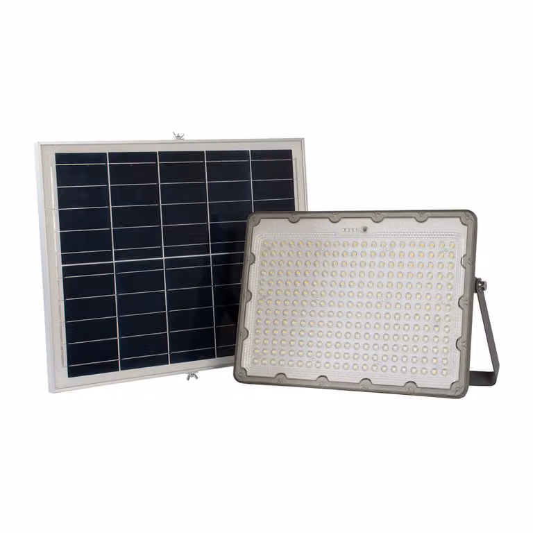 DICTROLUX Faro Solare LED da Esterno Grigio con Luce Naturale 4000K, 2400 Lm e 200 Watt