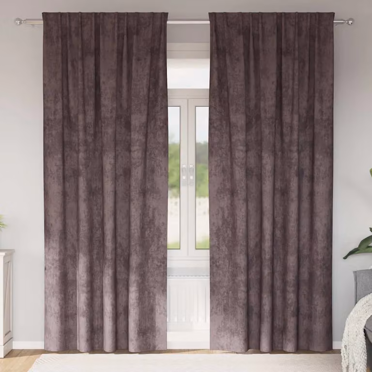 Set di 2 tende in velluto vidaXL marroni con isolamento termico e oscuramento, L: 140 cm, H: 260 cm