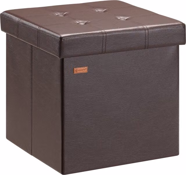 Pouf contenitore Casaria® marrone in ecopelle con rivestimento rimovibile L/P/H: 38 x 38 x 38 cm