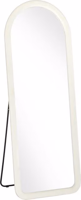 Specchio intero HOMCOM ad arco con cornice in flanella, da terra o parete, Bianco Crema, H: 160 cm, L: 60 cm