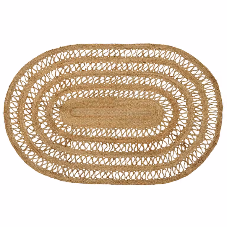 Tappeto da area rettangolare vidaXL in juta intrecciata, stile moderno, beige e marrone, L 122 cm x P 183 cm